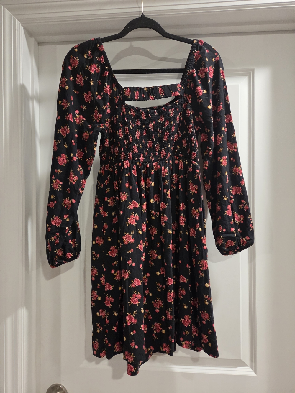 Old Navy Floral Smocked Square Neck Long Sleeve Mini Dress Medium - Picture 8 of 8